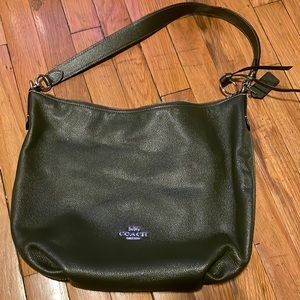 Green coach leather shoulder everyday bag